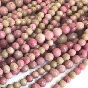 Rhodonite Round Beads High Quality Pink Rhodonite Natural Gemstone Round Loose Beads 4MM 6MM 8MM 10MM 12MM Bulk Lot Options 15&quot; strand
