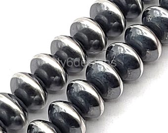 Oxidized Sterling Silver Desert Pearl Beads – Saucer Spacer Findings 8.0x5.2mm 5pcs Navajo Style Pearl