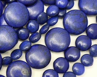 Navy Blue Magnesite Turquoise Coin Beads 20mm Strand (15" Inch)