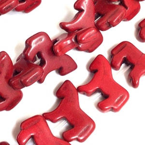 Zuni Horse Bead Turquoise Bead - Red Horse Stone Magnesite Turquoise Howlite Spacer Loose Beads 24pcs 23mm High Quality