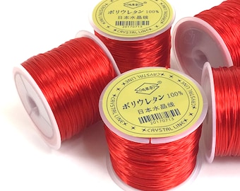 Red Elastic Cord – 0.5mm Japanese Crystal String 45m/150ft Spool
