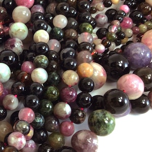 Multi Color Tourmaline Beads Colorful Grade AA High Quality Tourmaline Natural Gemstone Smooth Round Loose 4MM 6MM 8MM 10MM 12MM 15&quot; strand