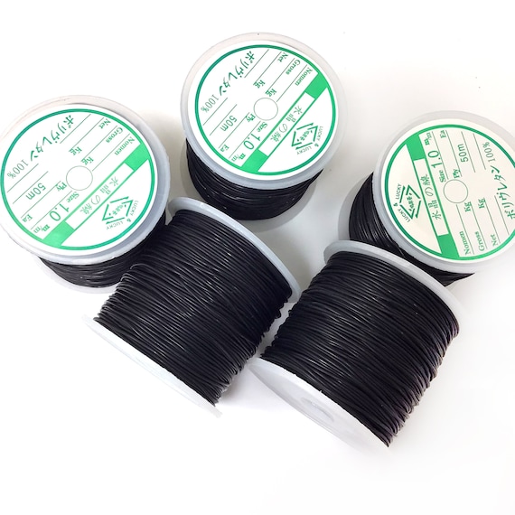 0.8mm Stretchy String for Bracelets 50M Black and 50M White Crystal Elastic  Cord for Jewelry Making Elastic String Cord Bead String with 2 Beading