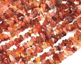 Natural Carnelian Chip Bead | Orange Carnelian Nugget Small Pebble Bead 7mm-10mm Chip 30&quot; Full inch Strand High Quality Gemstone Bead