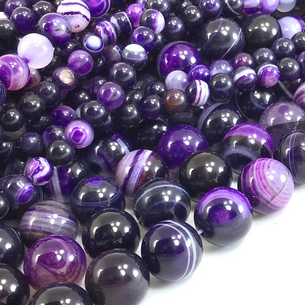 Purple Agate Beads Purple Agate Genuine Gemstone Round Loose Beads 4MM 6MM 8MM 10MM 12MM Bulk Lot Options