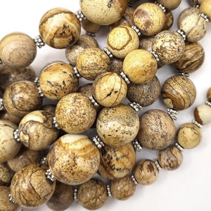 Picture Jasper Smooth Round beads necklace Natural Picture Jasper necklace Loose Graduated Beads 8MM - 18MM 19&quot; strand