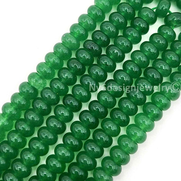Forest Green Jade Rondelle Beads Gemstone Strand 8x5mm (15 inch)