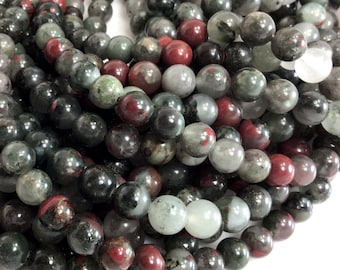 African Bloodstone Beads Natural Gemstone Rounds 4-12mm 15" Strand