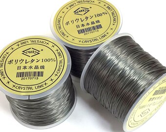 0.5mm Labradorite Gray Elastic Cord - 45m/150ft Spool Japanese Crystal String