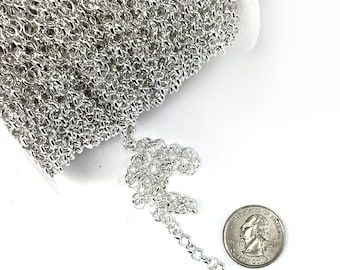5mm Antique Silver Rolo Chain Soldered Round Link Jewelry Making