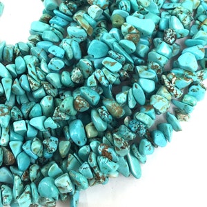 Turquoise Blue Howlite Chip Bead Magnesite Turquoise Chip Bead 7mm-10mm Pebble Nugget Chip 30 Full inch Strand High-Quality Gemstone Beads image 5