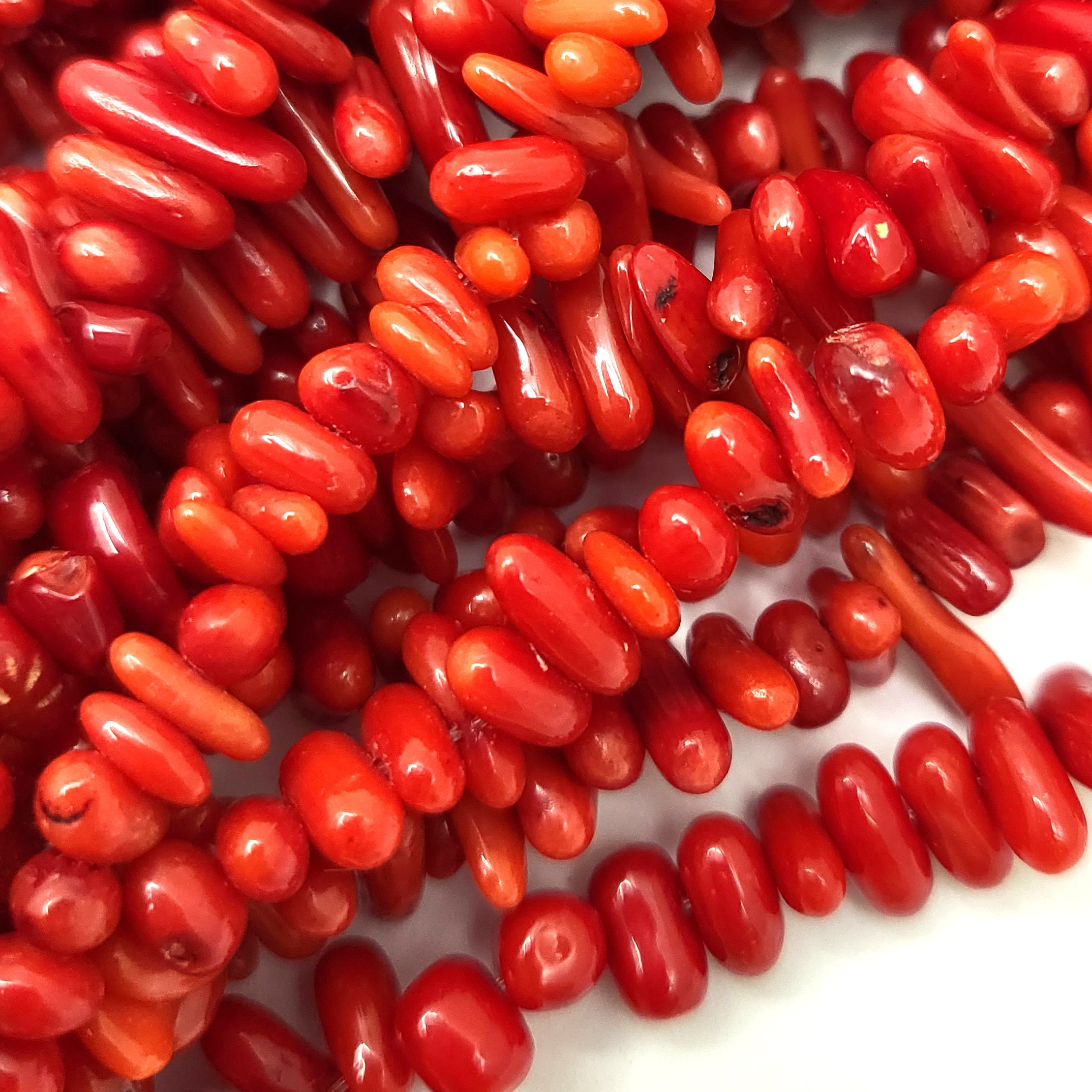 Red Coral Chip Coral Branch Stick Bead High-Quality Gemstone Bamboo Coral Bead 7-15mm Raw Stone Chip 15" Full inch Strand