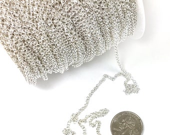 4mm Shiny Silver Rolo Chain - Soldered Link Jewelry Making Chain
