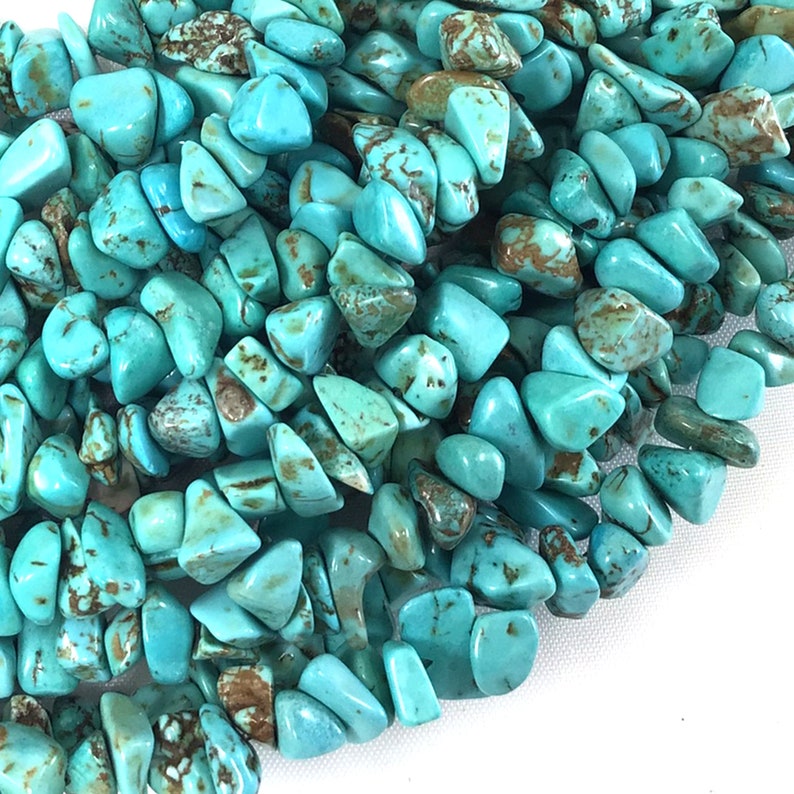 Turquoise Blue Howlite Chip Bead Magnesite Turquoise Chip Bead 7mm-10mm Pebble Nugget Chip 30 Full inch Strand High-Quality Gemstone Beads image 7