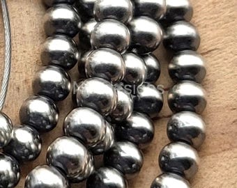 Oxidized Sterling Silver Round Ball Beads – 8mm Desert Navajo Style Pearls for Jewelry Making 5pcs