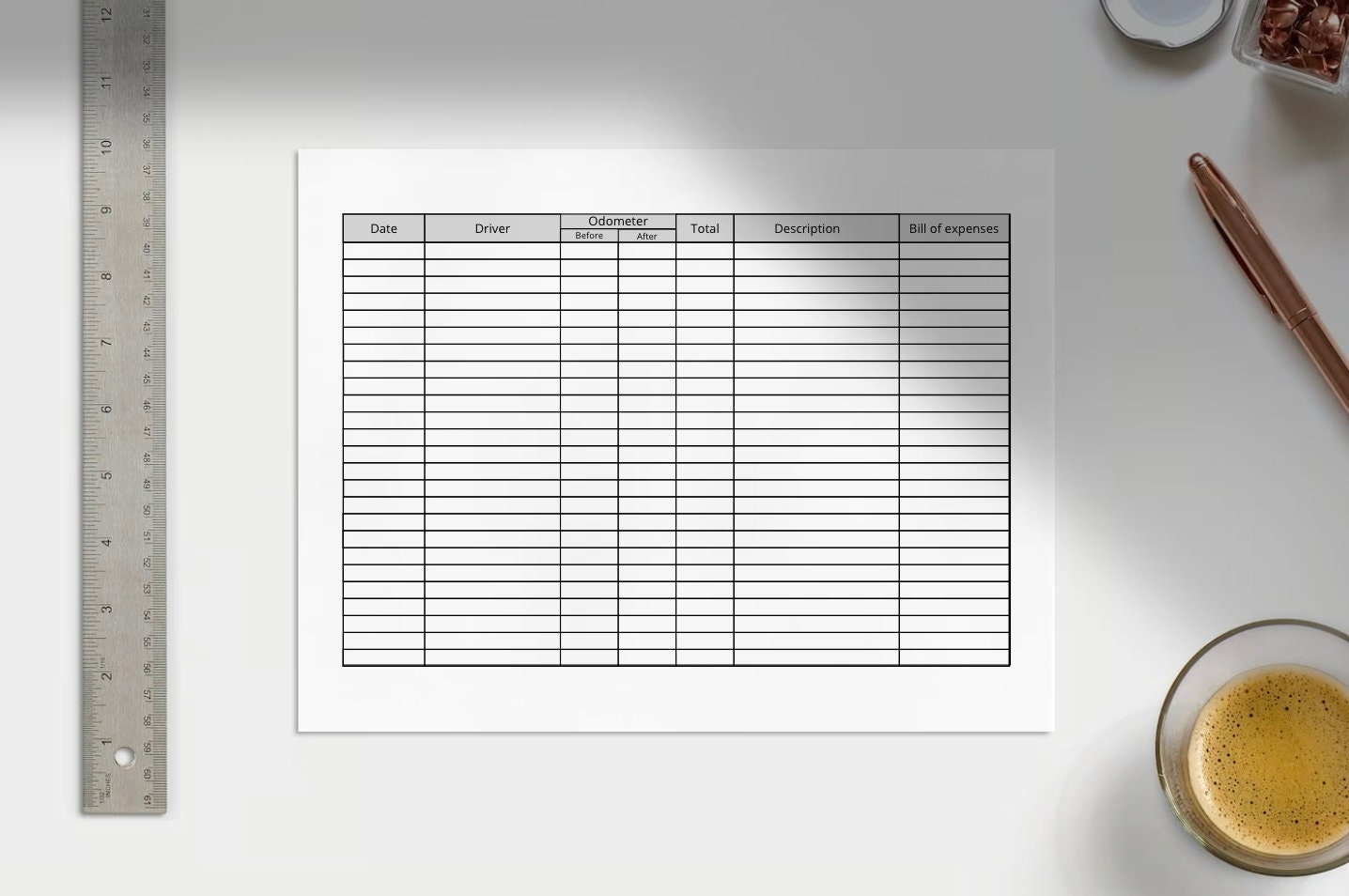 Mileage Tracker Printable US Letter Size 11x8.5 Vehicle Mileage Log for