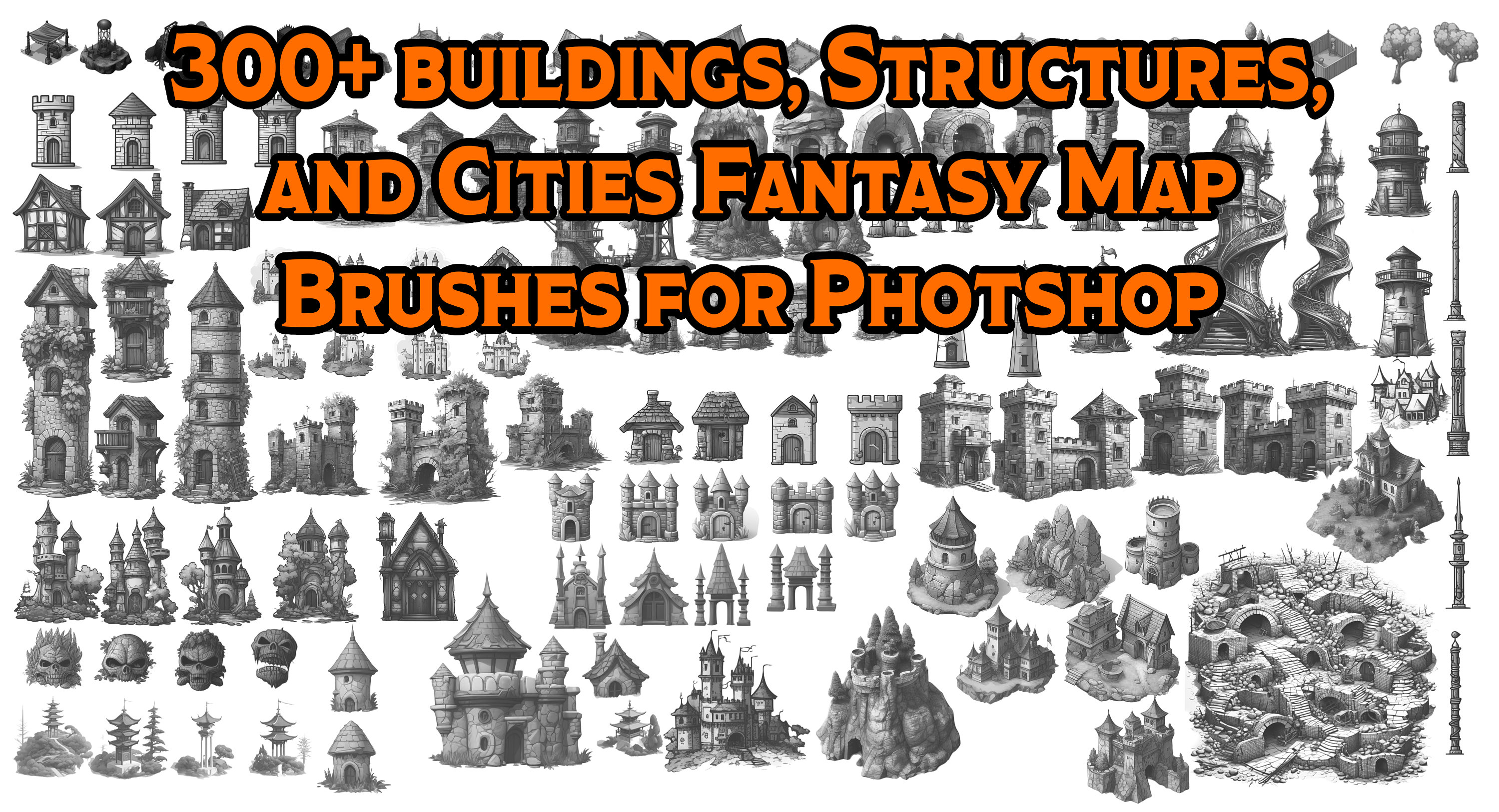 Fantasy Buildings, Structures, and City Brushes for 300