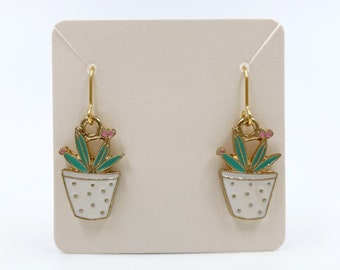 kawaii white plant pot earrings