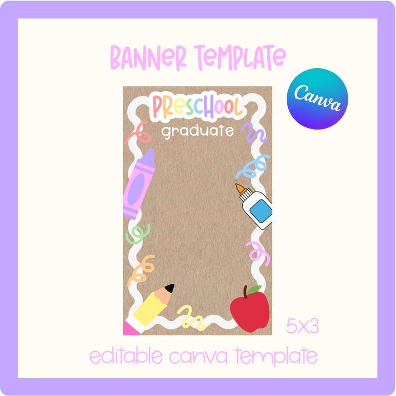 5x3 Sign Preschool Graduation | Kindergarten Graduation 5x3 Banner Template ...