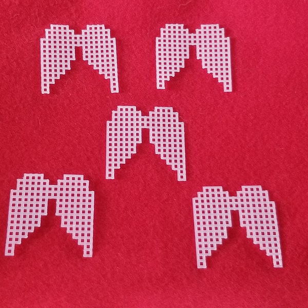 Small Angel wings, set of 5 precut plastic canvas shapes. Needlepoint craft