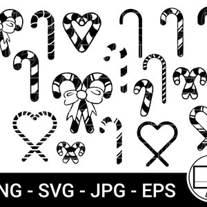 Bundle of 20 Candy Cane Designs - Christmas Clipart - Cutting File - svg png eps jpg
