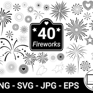 Fireworks SVG PNG eps jpg cutfile - Cricut Silhouette descarga digital para máquina de corte - Decoración de Año Nuevo