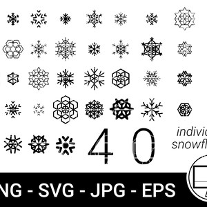 40 枚の雪の結晶のカットファイルバンドル - レーザーカット - デジタルダウンロード - 冬の休日の装飾 DIY - jpg eps png svg