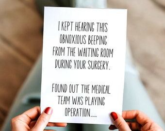 After surgery funny get well card shoulder surgery card heart surgery recovery card nerdy get well card greeting card appendectomy card