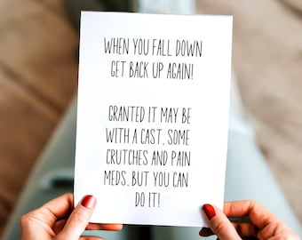 Funny get better soon card printable feel better card broken arm card digital download post surgery recovery card for friend encouragement