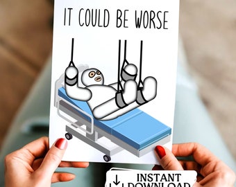 Funny knee surgery get well card printable funny greeting card for coworker instant download hip surgery card digital download funny surgery