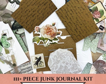Shabby chic floral junk journal ephemera pack vintage paper crafting supplies craft DIY junk journal kit spring journal supplies for crafter
