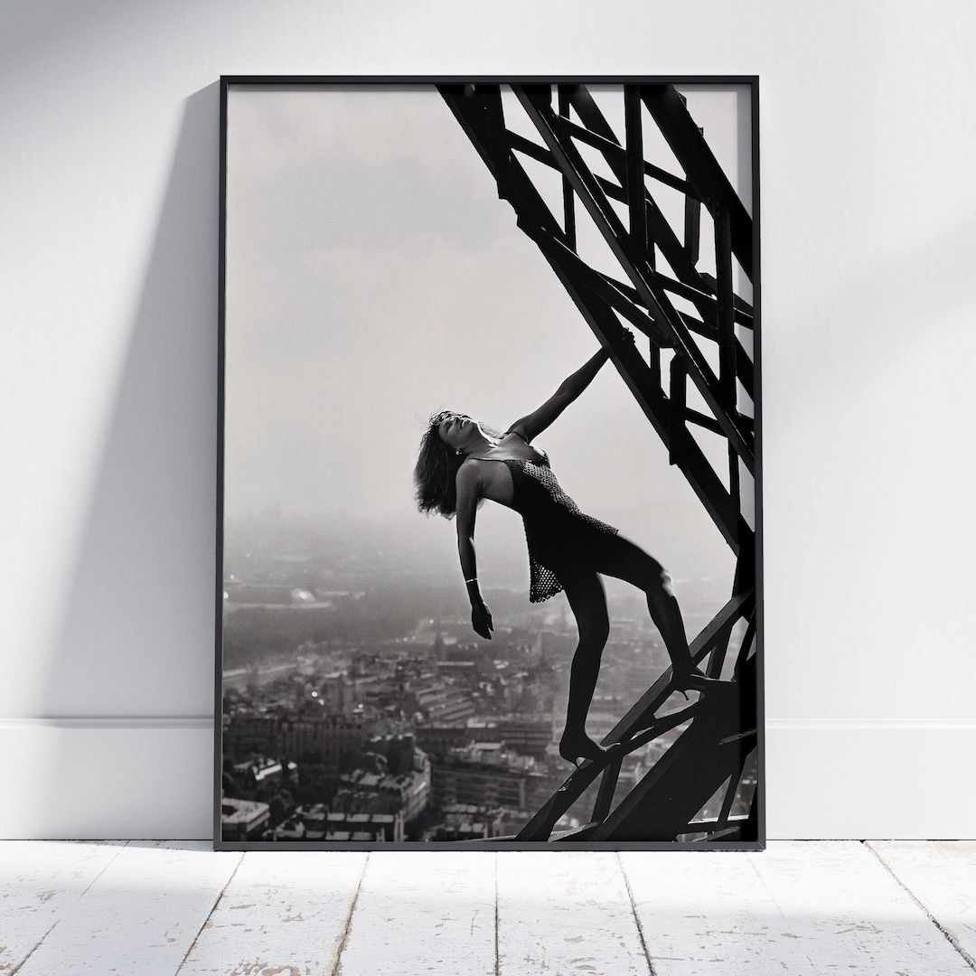 Iconic Tina Turner at Eiffel Tower Poster Vintage Black & Etsy