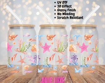 Seashells | Cup Wrap | Digital Download | PNG | Libbey Glass Can | Digital Design