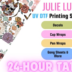 Custom UV DTF Gang Sheet | Cup Wraps| Decals | Pen Wraps | Personalized | Ready to Apply | No Heat Needed | Permanent Adhesive | Waterproof