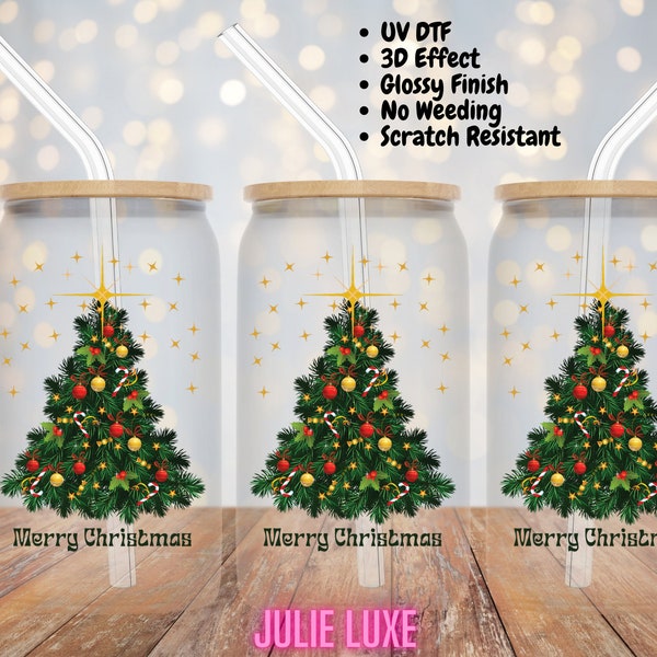 UV DTF Christmas Tree | Ready to Apply | No Heat Needed | Permanent Adhesive | Waterproof