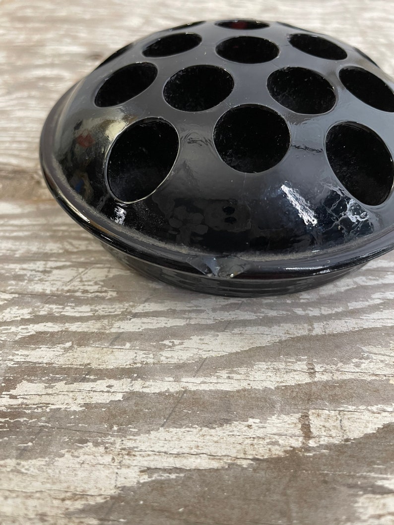 Vintage Black Glass Flower Frog Large Glass Floral Frog Etsy