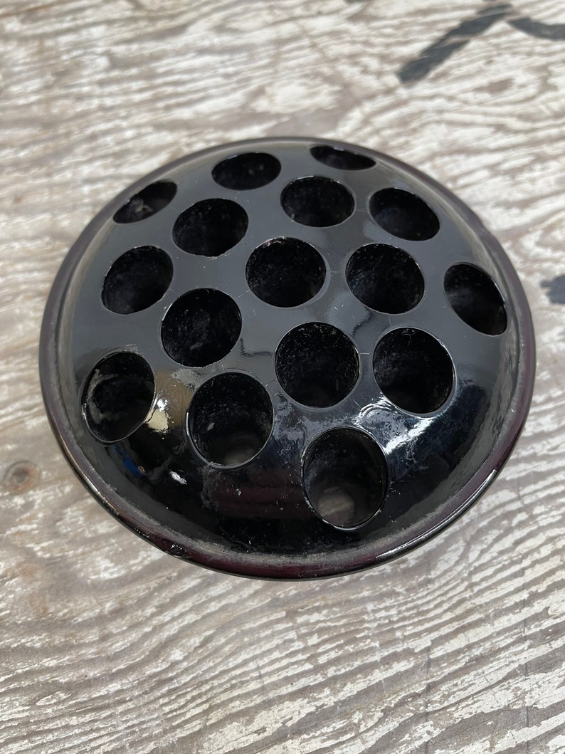 Vintage Black Glass Flower Frog Large Glass Floral Frog Etsy