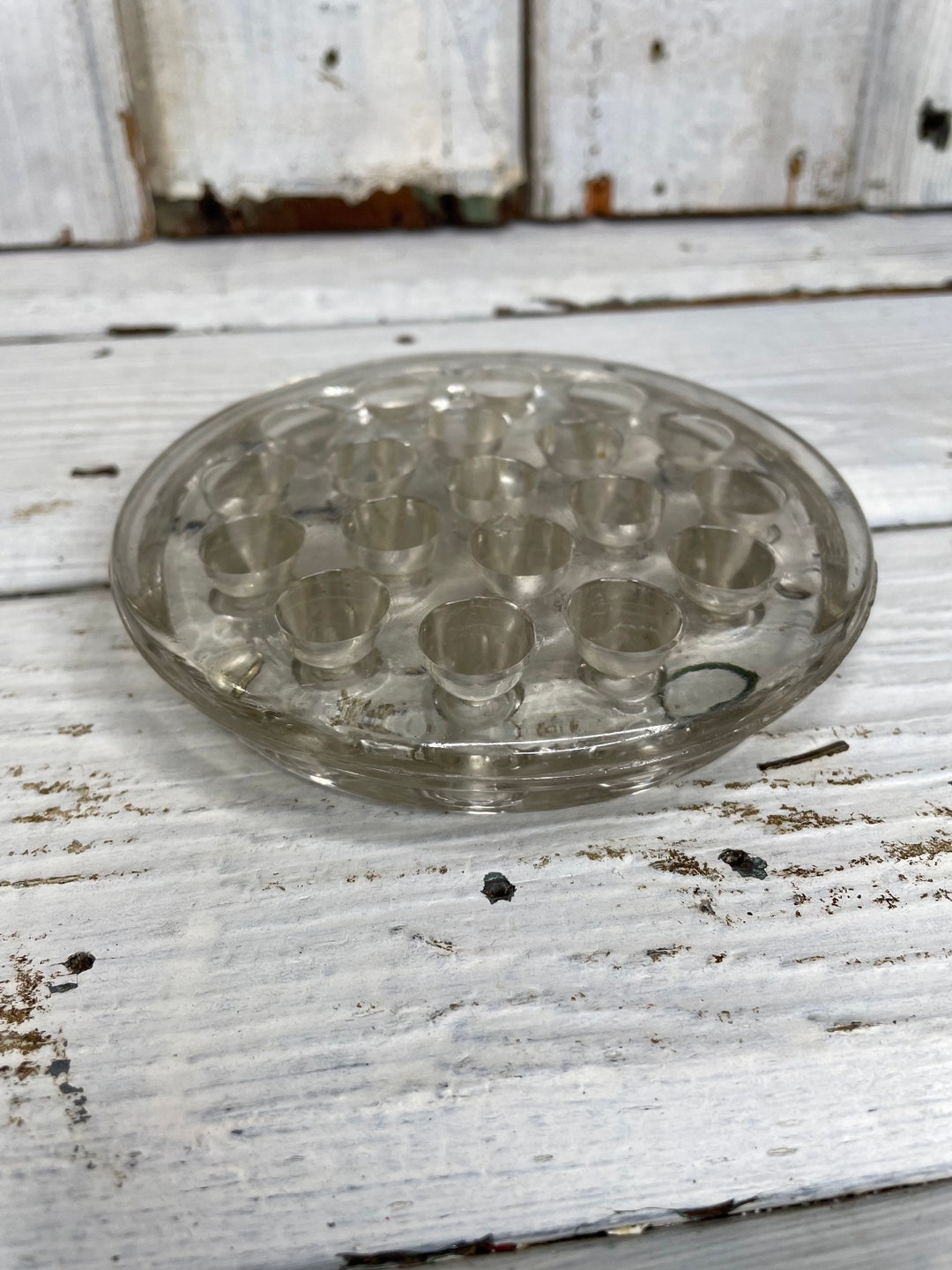 Vintage Large Glass Flower Frog Vintage Floral Frog Etsy