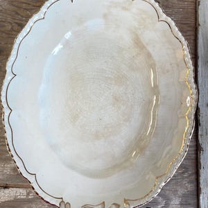 Antique Ironstone Serving Dish - English Platter - Crazing - Staining - Brown Stamp - John Maddock and Sons