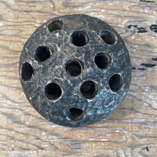 Vintage Black Ceramic Flower Frog - Made in Japan Floral Frog