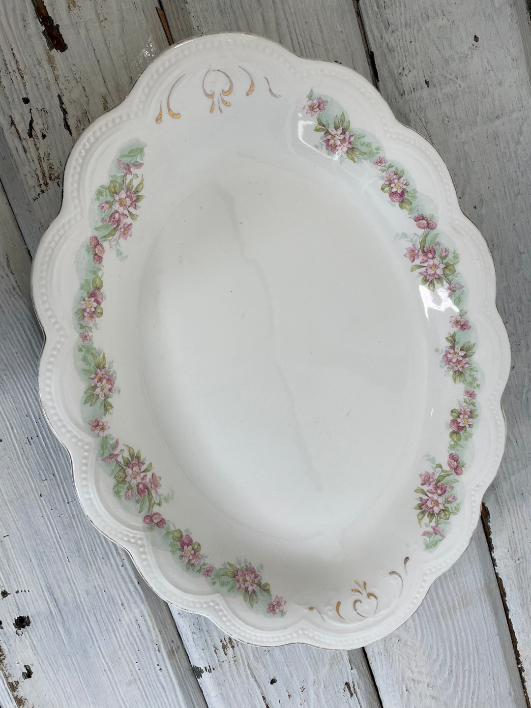 Vintage Large Ironstone Platter Johnson Brothers Serving Platter Pink