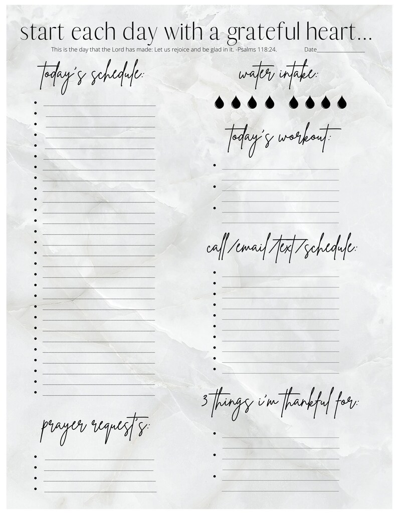 Daily to do list printable instant download daily etsy