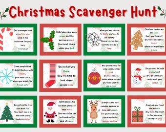 Christmas Scavenger Hunt Printable, Kids Indoor Treasure Hunt (PDF)