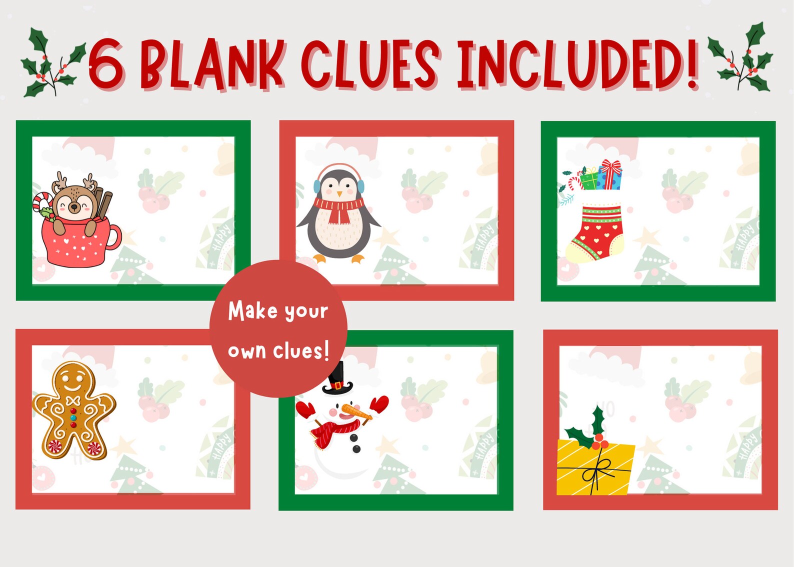 Christmas Scavenger Hunt Printable, Christmas Treasure Hunt Clues ...