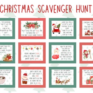 Christmas Scavenger Hunt Printable, Christmas Treasure Hunt, Indoor Christmas Treasure Hunt For Kids