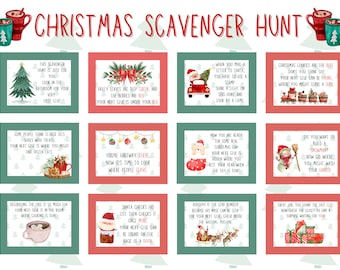 Christmas Scavenger Hunt, Indoor Treasure Hunt Game (Printable)