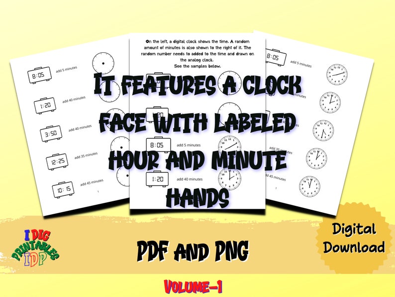 1st Grade Draw the Hands on the Clock Worksheetdraw the Etsy