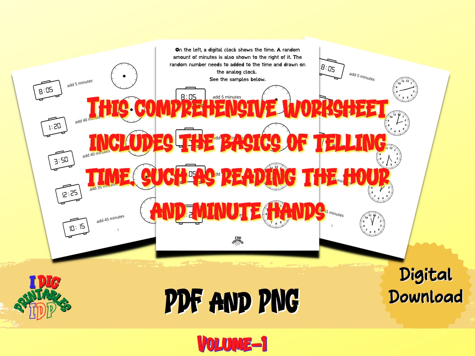 1st Grade Draw the Hands on the Clock Worksheetdraw the Etsy