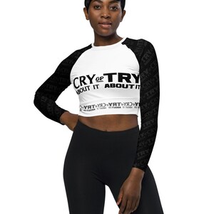 CRY or TRY Athletic Long Sleeve Crop-Top, Eco-friendly Fabric
