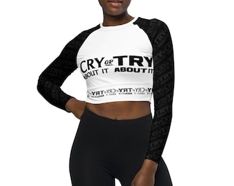 CRY or TRY Athletic Long Sleeve Crop-Top, Eco-friendly Fabric